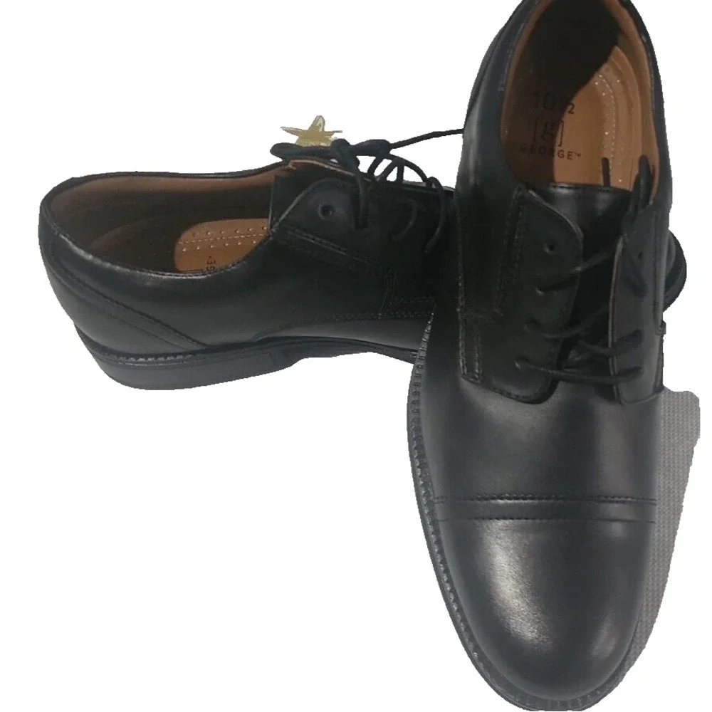 NEW George Men's‎ Dress Shoes Size 10.5 Branford Oxford Black Faux Leather